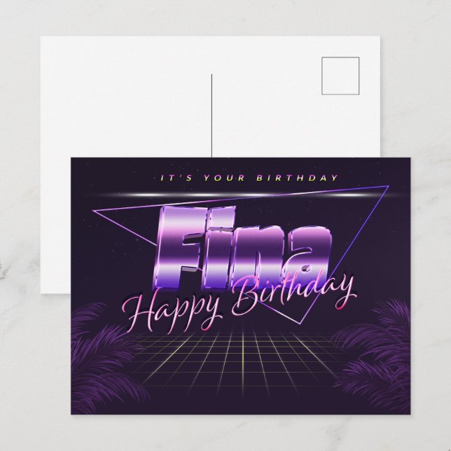 Nom Prénom Anniversaire de la carte postale (Devant / Derrière)