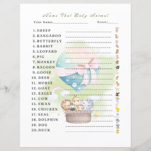 "Nom que Bébé animal jeu" Sage Green Animal Saf