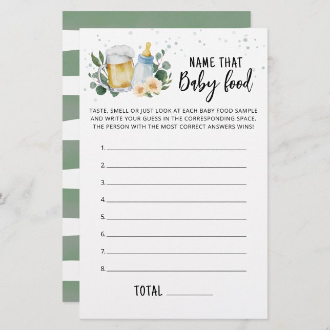 Nom Que Bébé Nourriture Jeu de verdure Bébé est en (Devant / Derrière)