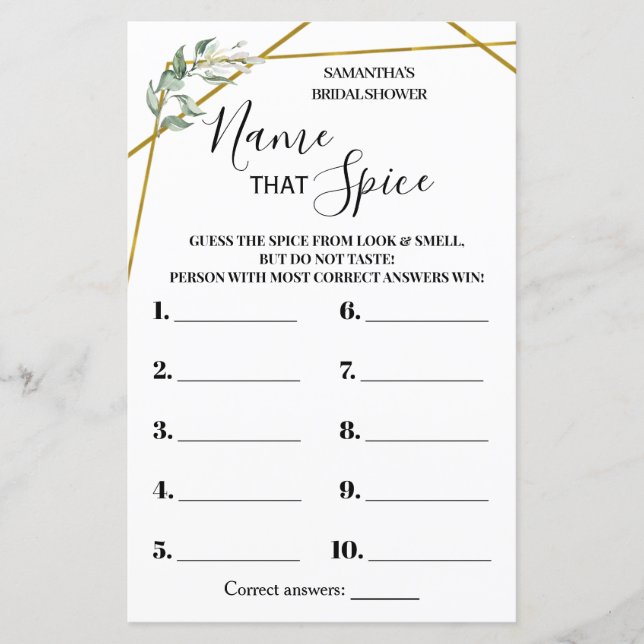 Nom que Spice jeu de douche nuptiale bilingue Spic (Devant)