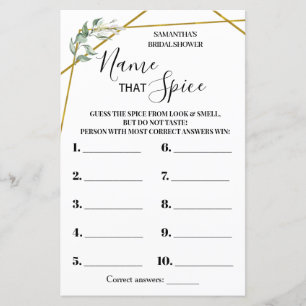 Nom que Spice jeu de douche nuptiale bilingue Spic