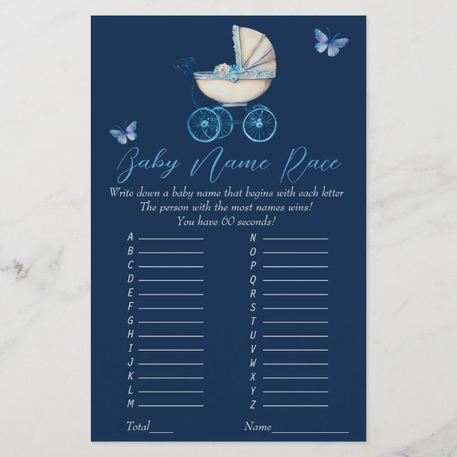 Nom Race Baby Stroller Baby shower Jeu (Dos)