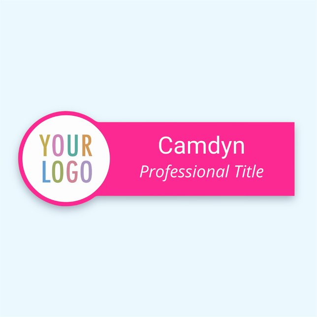 Nom rose chaud Balise Badge Cercle Formé Logo pers (MISOOK 3.75 inch Circle Shaped Hot Pink Name Tag with Logo)