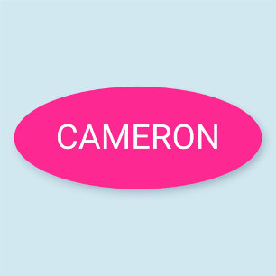 Nom rose-chaud Ovale Balise Badge Pin ou Magnétiqu