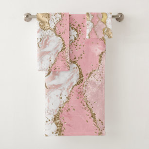 Nom Rose Gold Pink Agate Liquide & Paillettes Or