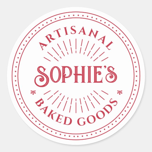 Nom rouge Logo Étiquettes alimentaires (Devant)