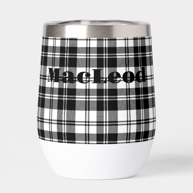 Nom simple du monogramme noir et blanc de Tartan | (Arrière)