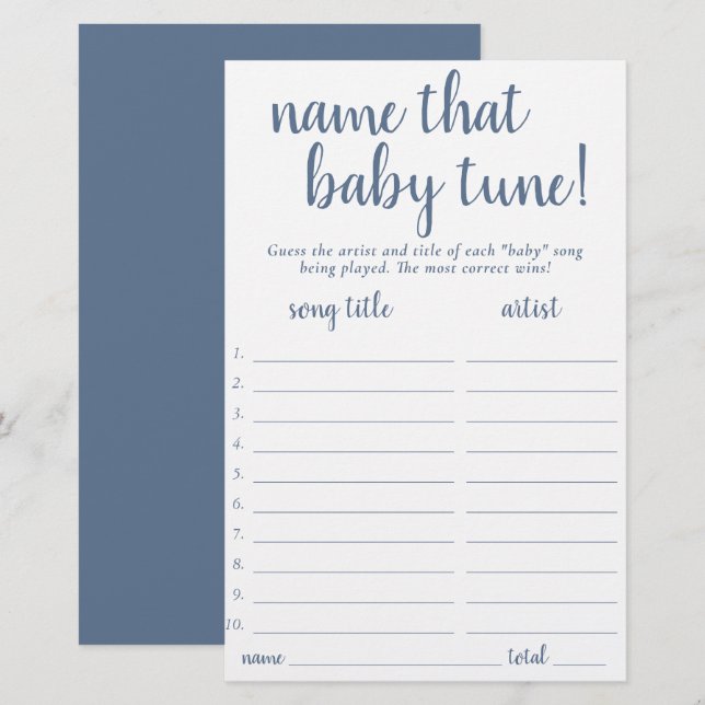 Nom simple que bébé tonde | Dusty Blue Game Card (Devant / Derrière)