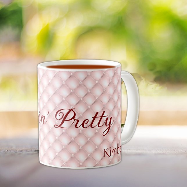 Nom, Sippin' Pretty Pink Tufted 11oz café Mug (Créateur téléchargé)