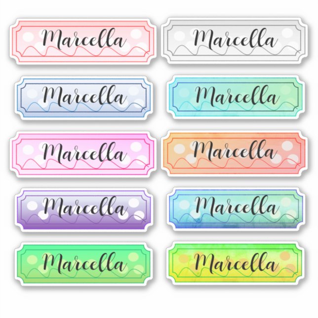 Nom Sticker Set de belles couleurs (Devant)