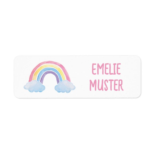 Nom Stickers blanc - aquarelle Arc-en-ciel nuages (Devant)