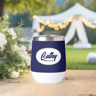 Nom Stylisé bleu marine Mariage Bridesmaid