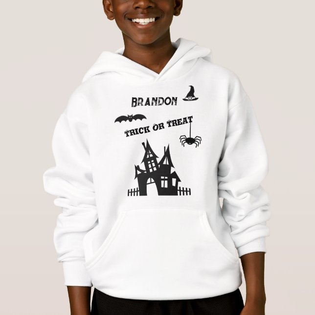 Nom sur sweat à capuche décoré pour enfants pour H (Devant)