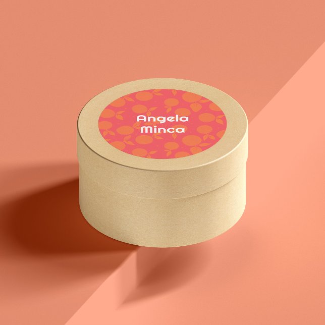 Nom tangerine motif autocollant rond (Créateur téléchargé)