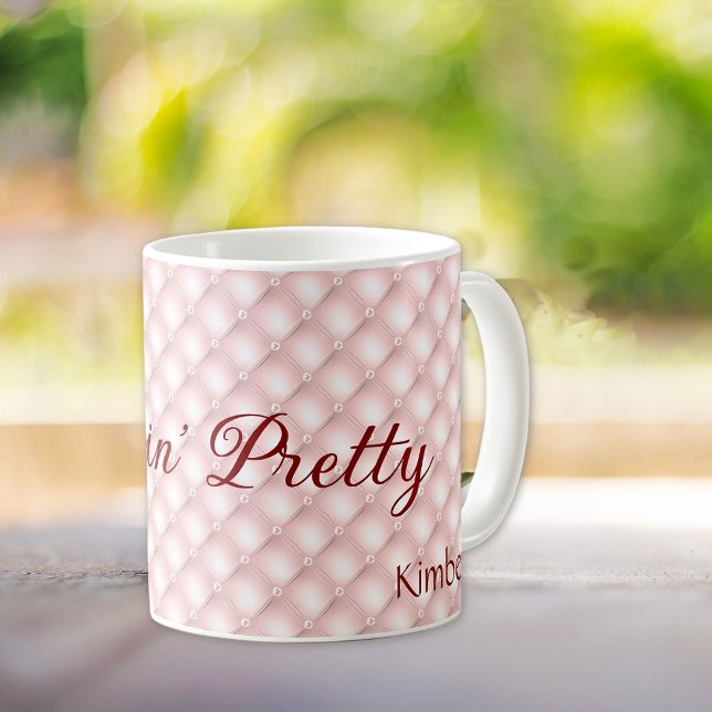 Nom, tasse à café rose pâle touffeté 330ml (Créateur téléchargé)