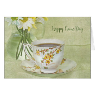 Nom Teacup de jour antique avec bouquet de marguer