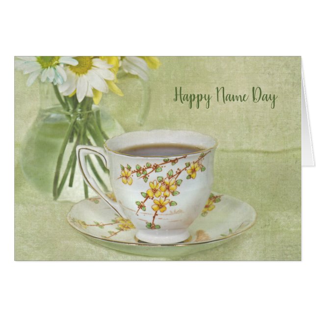 Nom Teacup de jour antique avec bouquet de marguer (Devant Horizontal)