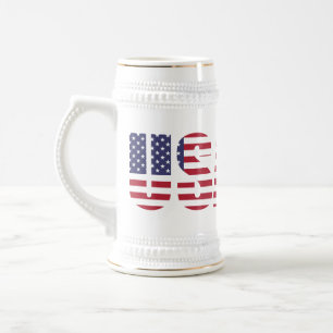 Nom, Texte sur USA 22oz White Gold Stein Mug