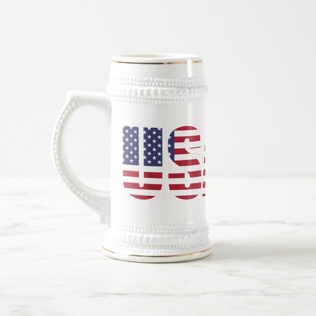Nom, Texte sur USA 22oz White Gold Stein Mug (Gauche)
