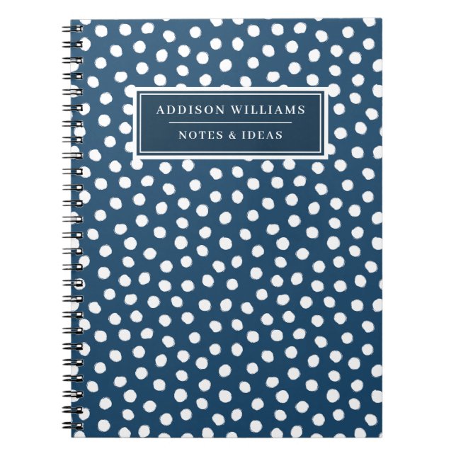 Nom unique Marine Blue White Dots Carnet personnal (Devant)