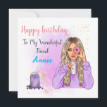 Nom unique personnalisé Carte d'anniversaire de l'<br><div class="desc">Pour rendre cette carte spéciale, vous pouvez commencer par choisir un design unique et mémorable. Peut-être pourriez-vous inclure une photo préférée de vous et de votre ami, ou utiliser leurs couleurs et motifs préférés dans le design. Ajoutez ensuite un message sincère qui est spécialement adapté à votre ami. Pensez à...</div>