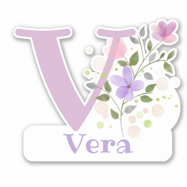 Nom Vera avec la lettre V Autocollant découpé (Devant)
