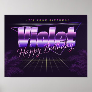 Nom Violet Vorname lila retro Poster Geburtstag