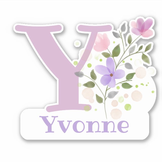 Nom Yvonne avec la lettre Y Sticker coupé (Devant)