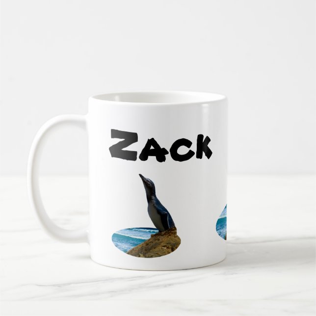 Nom Zack Avec Pingouin, Mug De Café (Gauche)