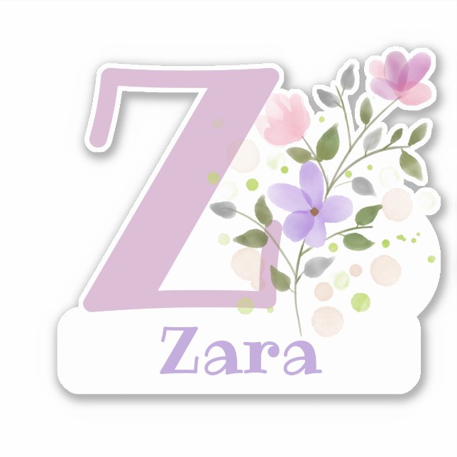 Nom Zara avec la lettre Z Sticker coupé (Devant)