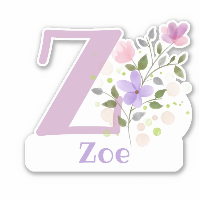 Nom Zoe avec la lettre Z Autocollant découpé (Devant)