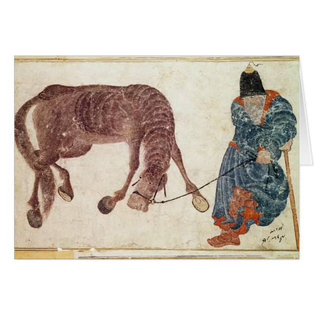 Nomade mongol prenant son cheval à l'eau (Devant horizontal)