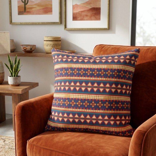 Nomadic Threads | Coussin de jeté à motif aztèque (Créateur téléchargé)