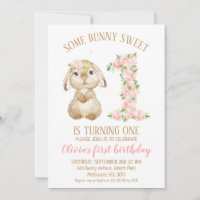 Nombre Floral Lapin Lapin 1er Invitation Anniversa