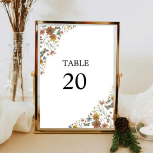 Nombres de table de mariage bohème blanc floral