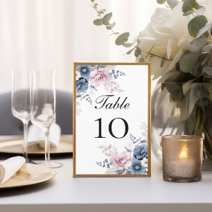 Nombres de table de mariage floraux rose poudré bl