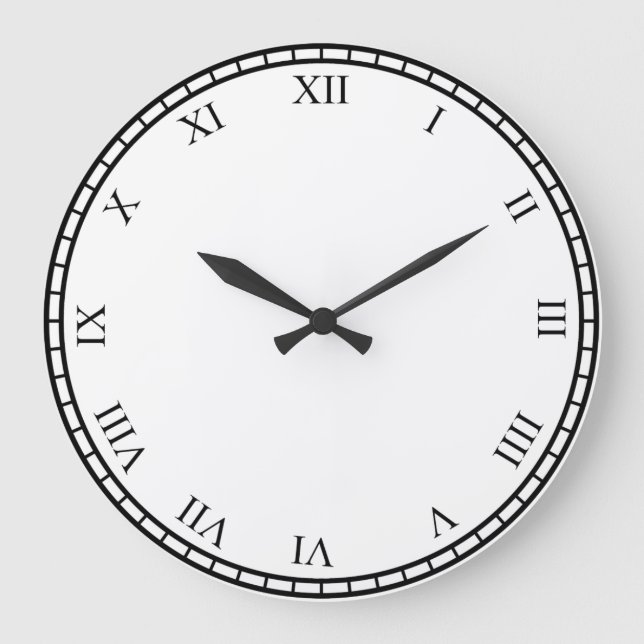 Nombres Romains Noirs Horloge Ronde Face & Horloge (Recto)
