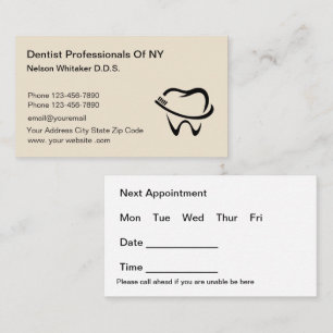Nomination d'un dentiste en vrac Cartes de visite