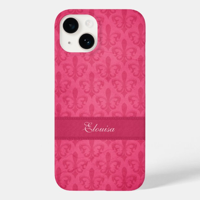 Nommé Fleur de Lis damask rose iphone 6 coque (Verso)