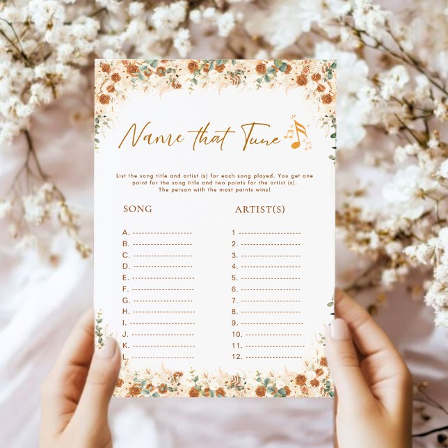 Nommer Ce Jeu De Tunes | Fête des mariées florale  (Créateur téléchargé)