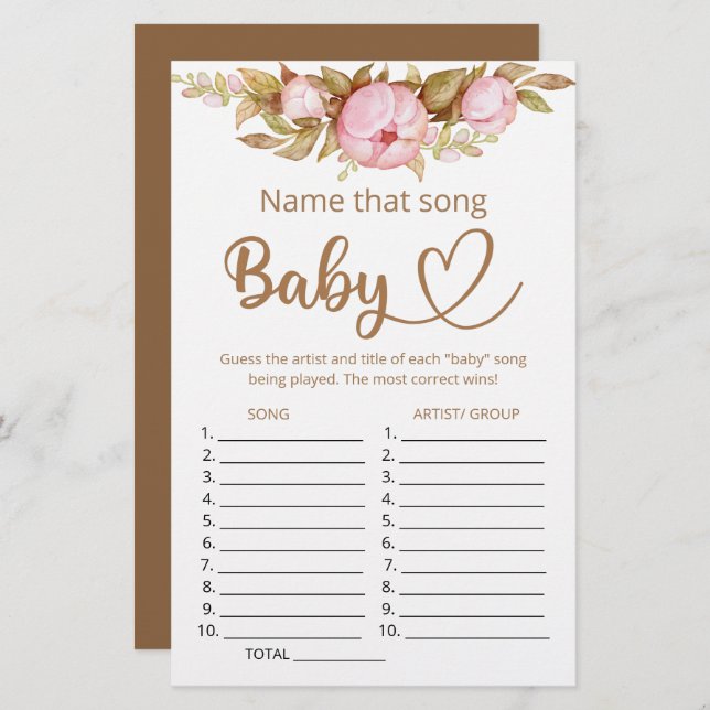 Nommez ce jeu de baby shower de chanson (Devant / Derrière)