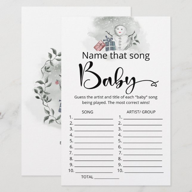 Nommez ce jeu de baby shower de chanson (Devant / Derrière)