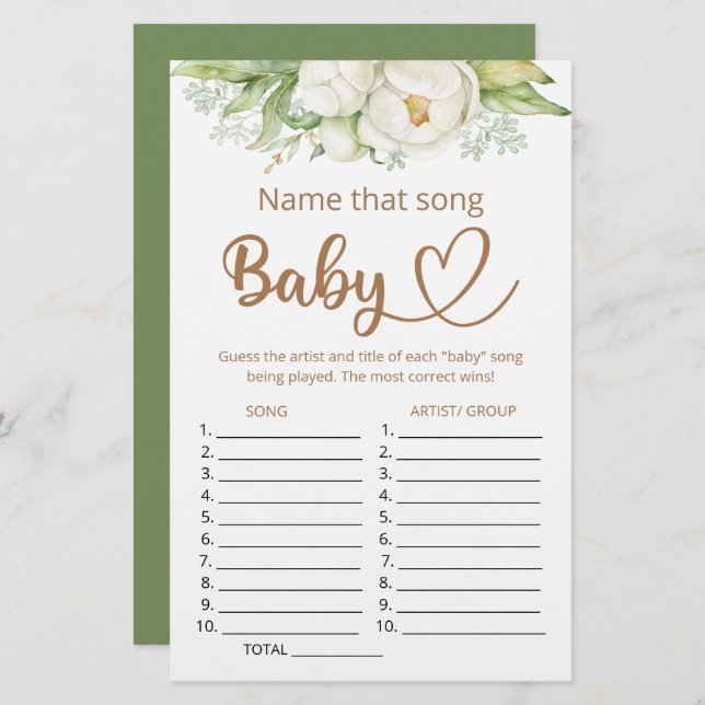 Nommez ce jeu de baby shower de chanson (Devant / Derrière)