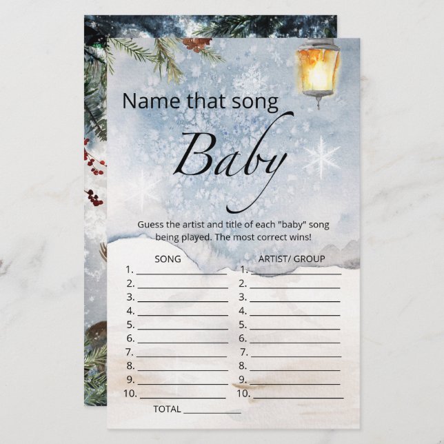 Nommez ce jeu de baby shower de chanson (Devant / Derrière)