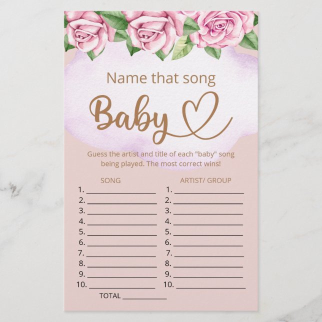 Nommez ce jeu de baby shower de chanson (Devant)