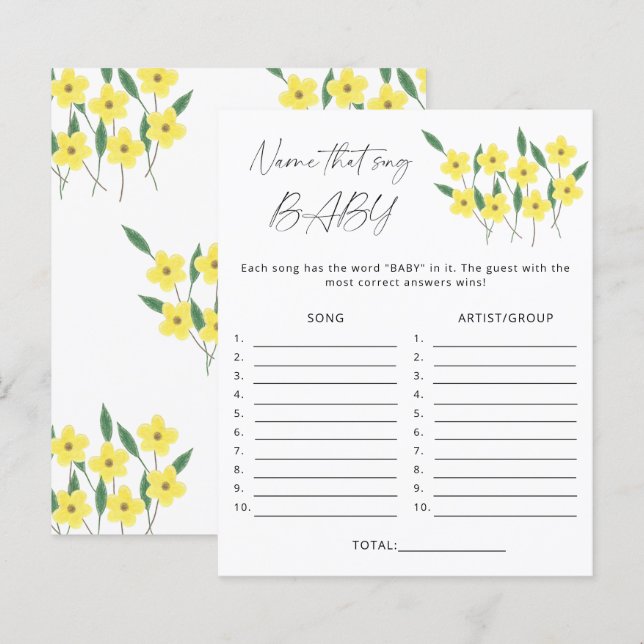 Nommez ce jeu de baby shower de chanson Fleurs sau (Devant / Derrière)