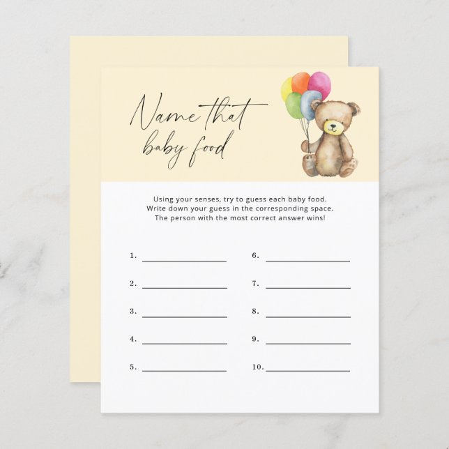 Nommez ce jeu de baby shower sur la nourriture pou (Devant / Derrière)