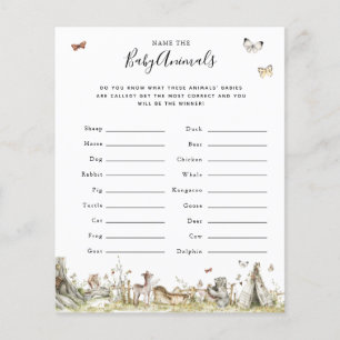 Nommez les bébés animaux Jeu de Baby Shower