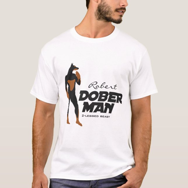 Nommez votre T-shirt de super héros de dobermann (Devant)