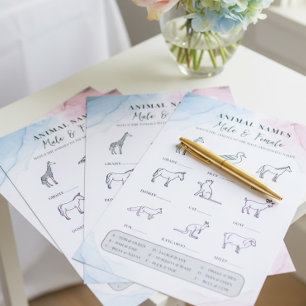 Noms d'animaux Mâle et Femelle Rose Bleu Jeu de Qu
